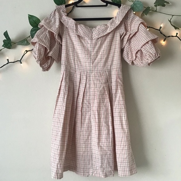 Chriselle x J.O.A. Checkered off-shoulder dress - Picture 6 of 6